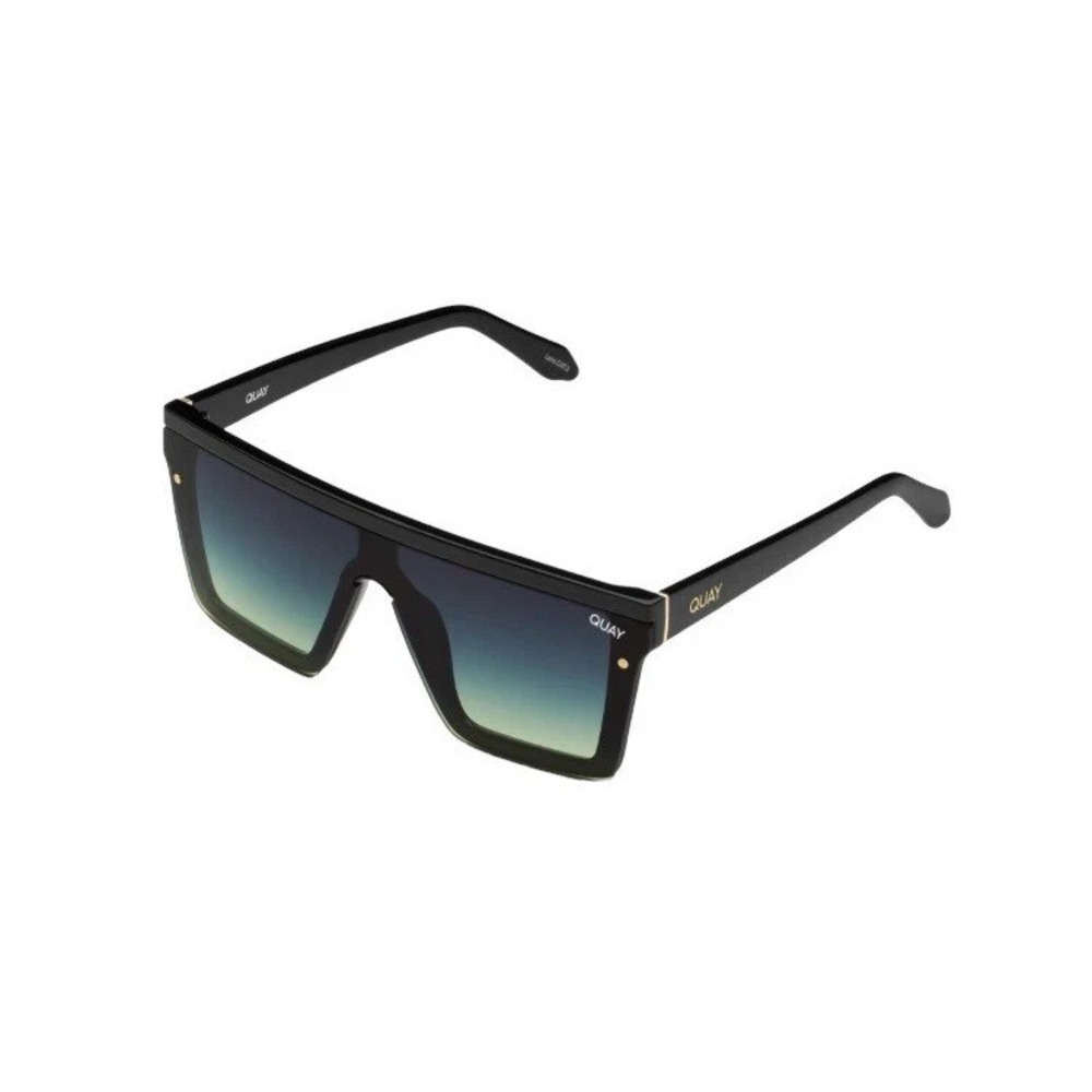 Quay Hindsight Shield Sunglasses Black /Smoke Green Fade Rimless 51mm Unisex